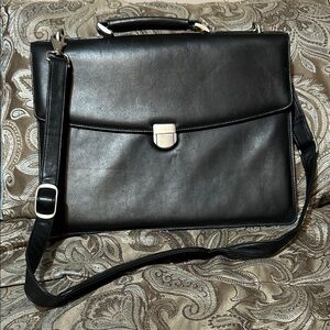 Elegant Black Leather Briefcase for Men